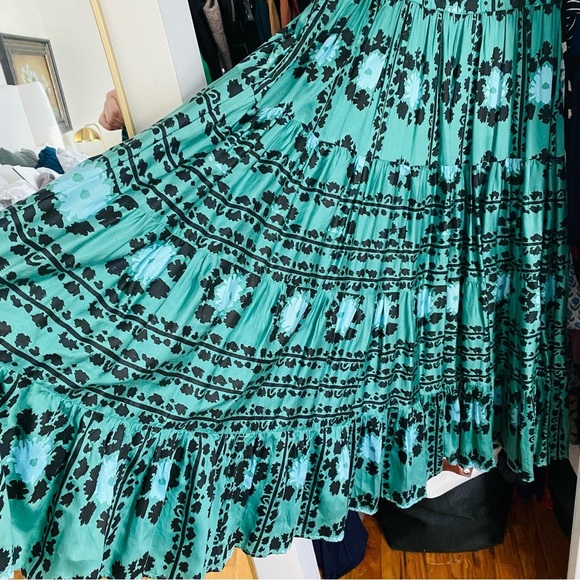 Omika Riviera Floral Maxi Dress Anthropologie XS Lisha Emerald Boho Cottagecore - Picture 13 of 15